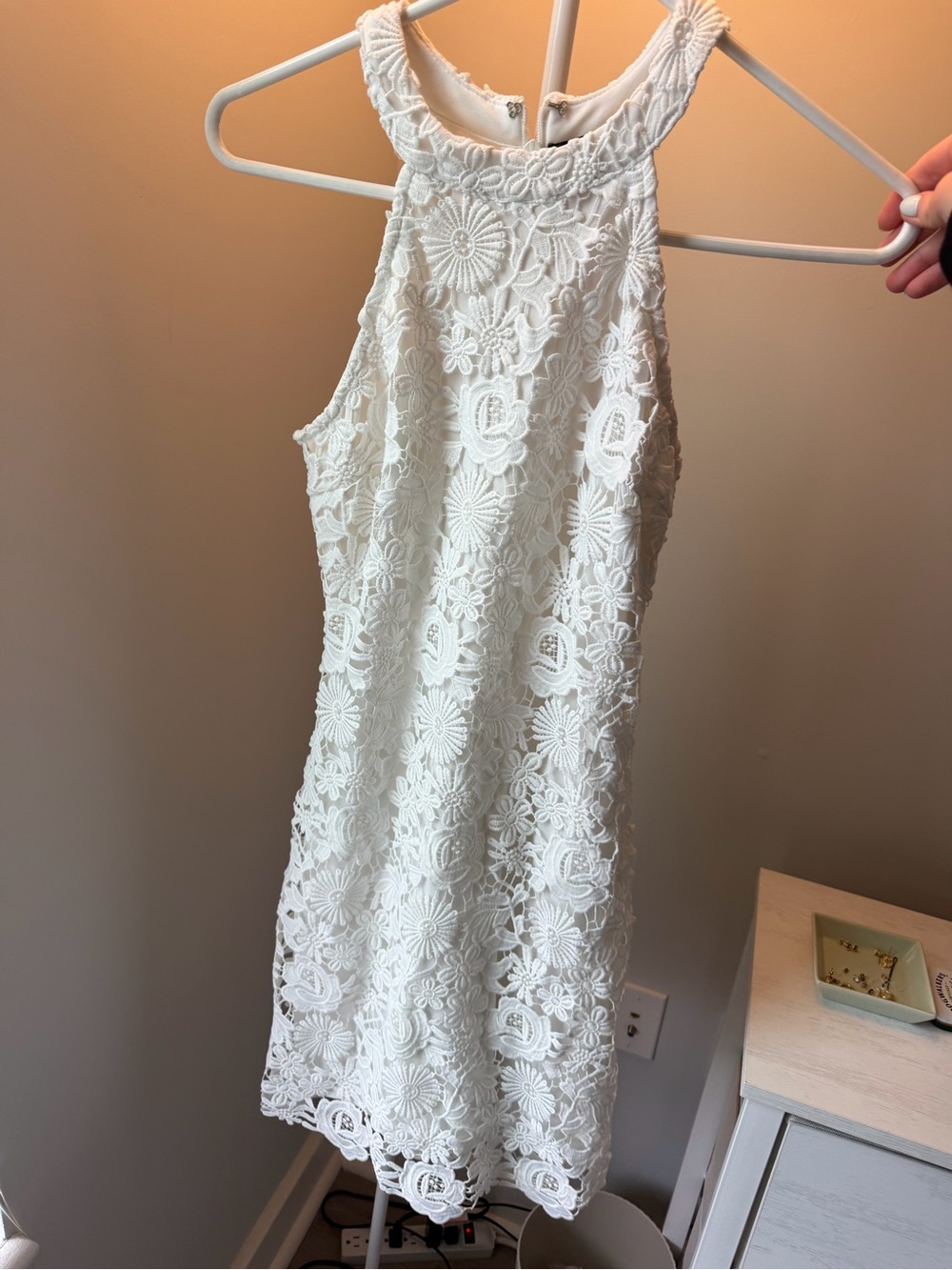 Lulu's White Floral Crochet Halter Top size Small NEW